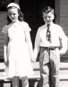 Author 11, and his sister,12, going to church for Confirmation