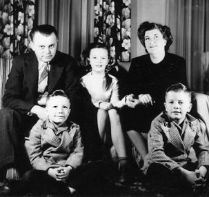 Joseph M. and Ileen Carlon Hohn and children James, Mary and John, c 1947